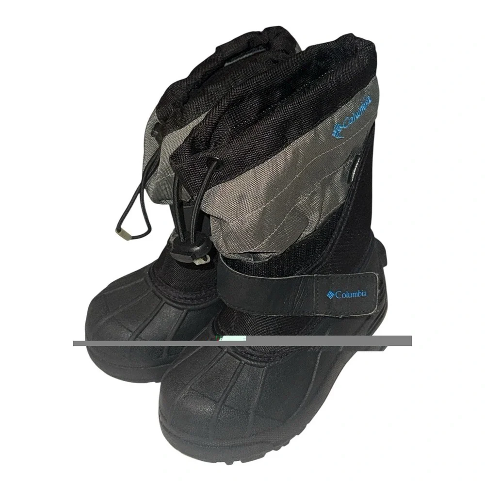 Columbia Boots Waterproof Gray Black Youth Kids Size 11 Winter Boots
